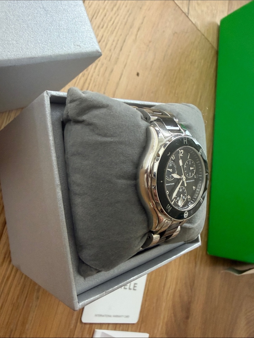 Michele Men’s Silver Bracelet Watch with Black Dial - Picture 5 of 6